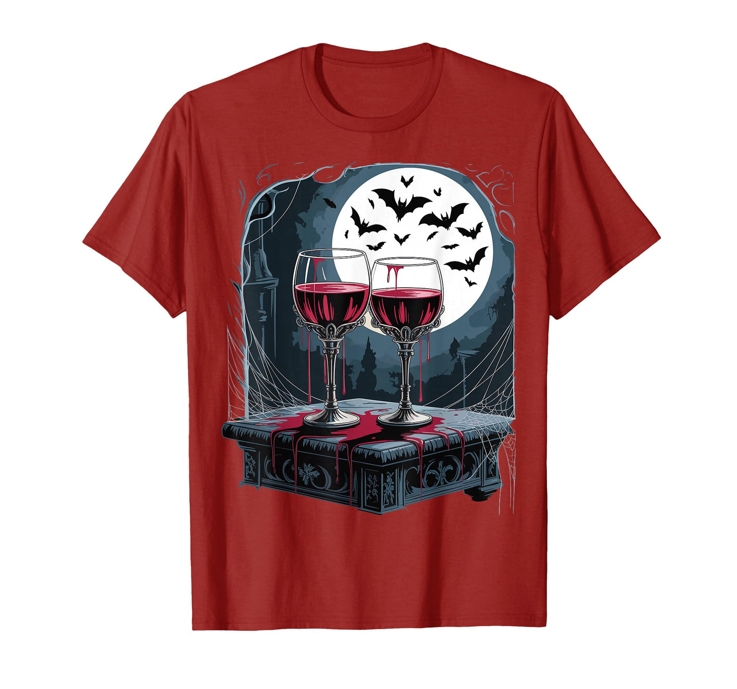 Glasses of Wine Halloween Costume Funny Spooky Tee T-Shirt