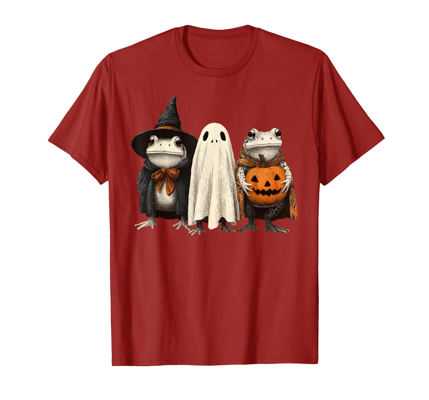 Cute Kawaii Frog Halloween Ghosts Funny Ghost Pumpkin Witch T-Shirt