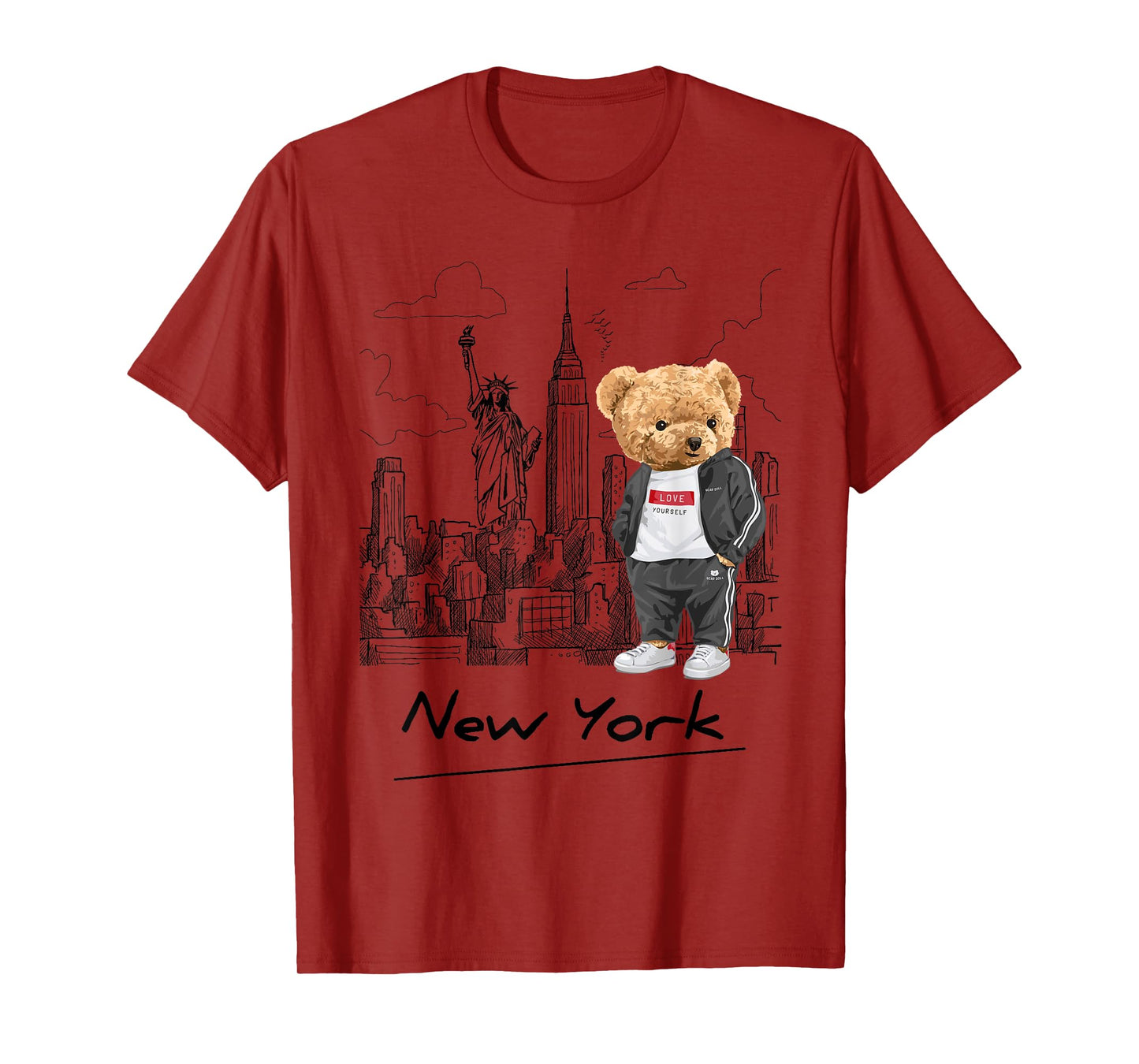 Cool New York City Teddy Bear Illustration Graphic Designs T-Shirt