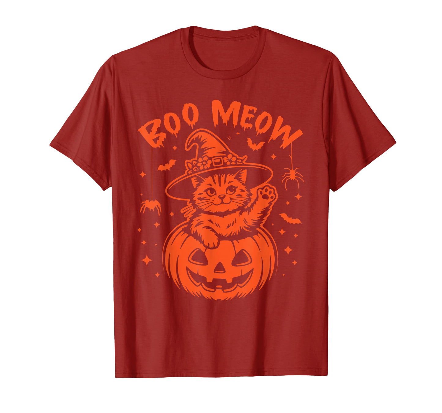 Meow Halloween Black Cat and Pumpkin Costume Men Women Kids T-Shirt