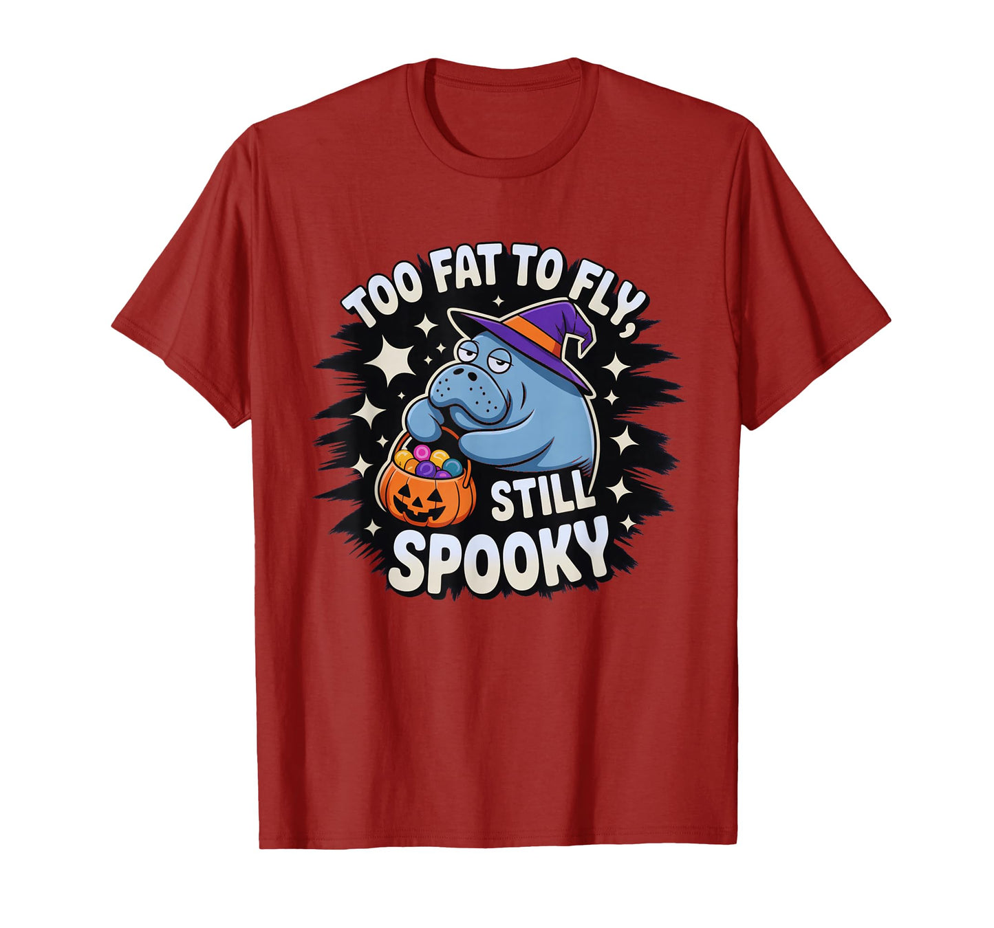 Funny Manatee Too Fat to Fly Still Spooky T-Shirt