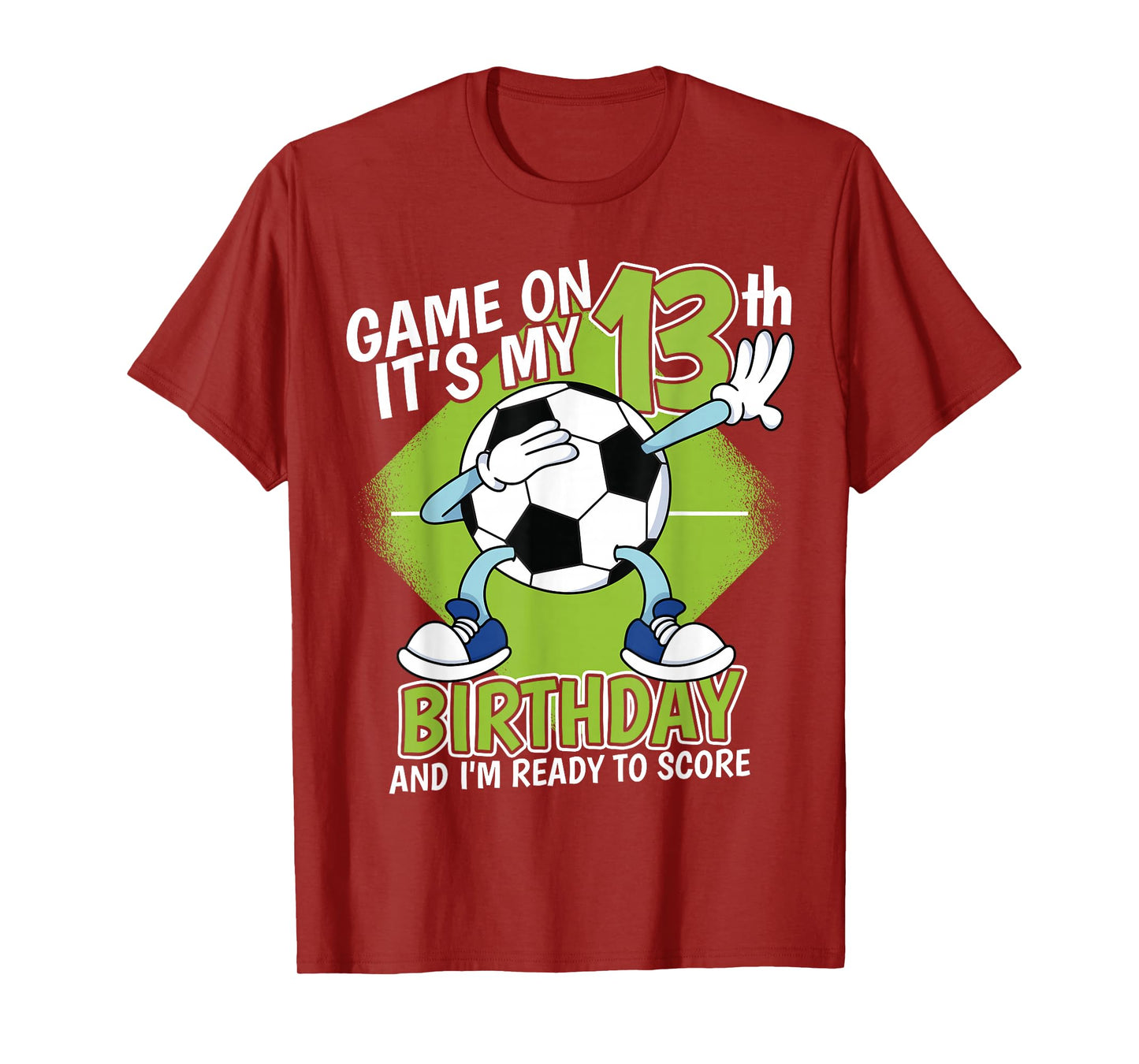 13 Year Old Soccer Player Boy 13th Birthday Soccer Theme T-Shirt
