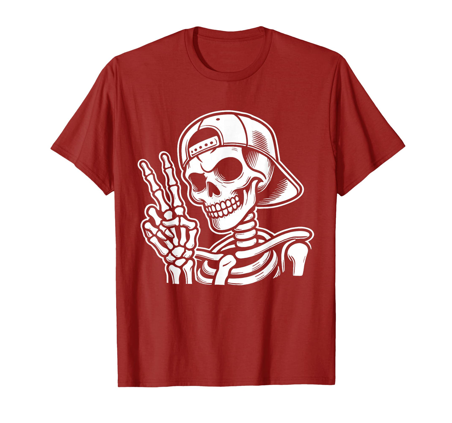 Skeleton Hand Peace Sign Retro Halloween Skeleton Hand Sign T-Shirt