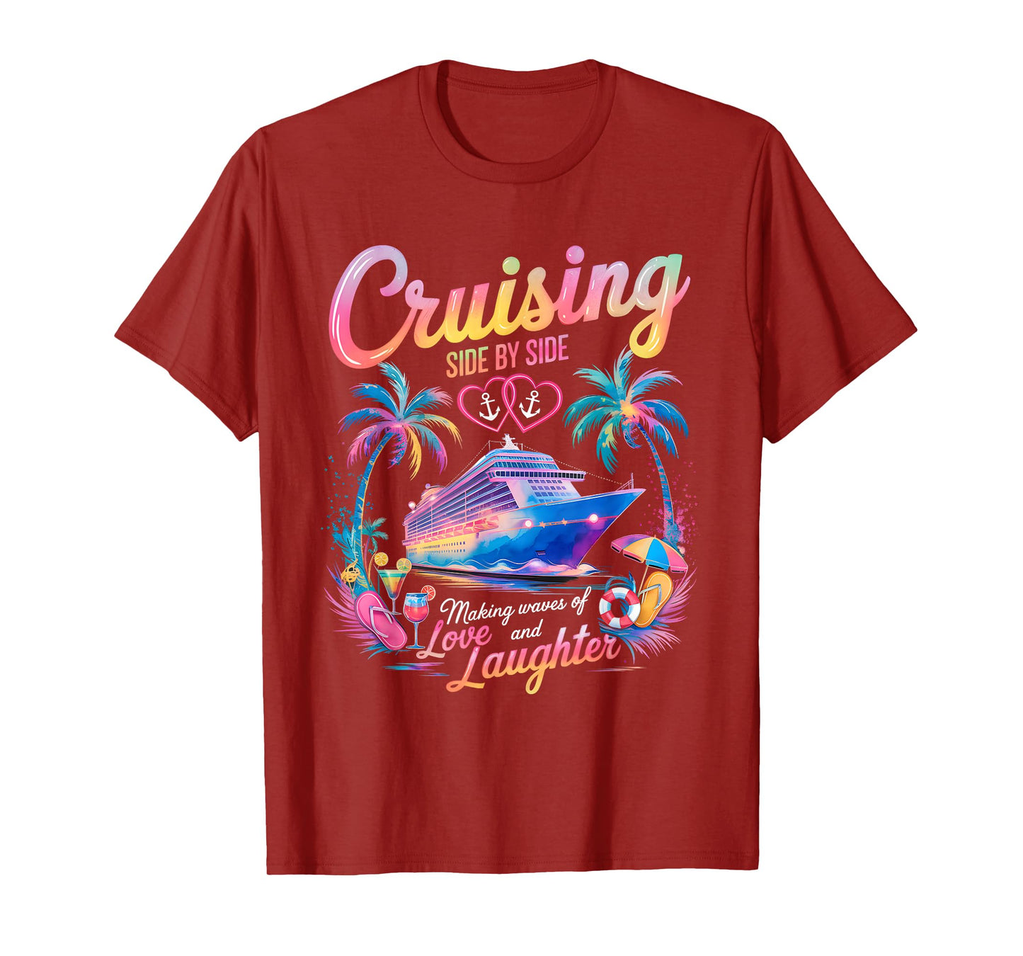 Cruising Side by Side Husband Wife Love Cruise Couple T-Shirt