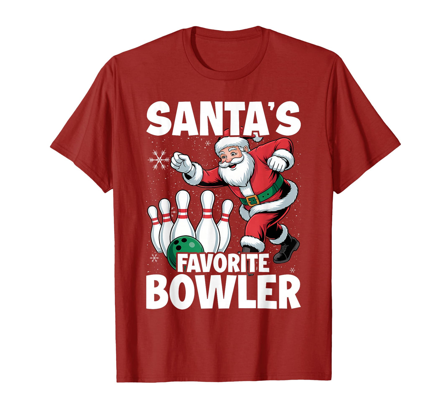 Santa's Favorite Bowler Santa Claus Bowling Christmas T-Shirt