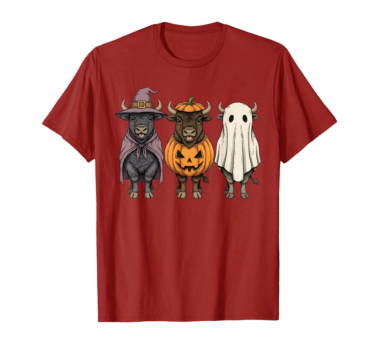 Spooky Ghost Bison Buffalo Lover Pumpkin Halloween T-Shirt