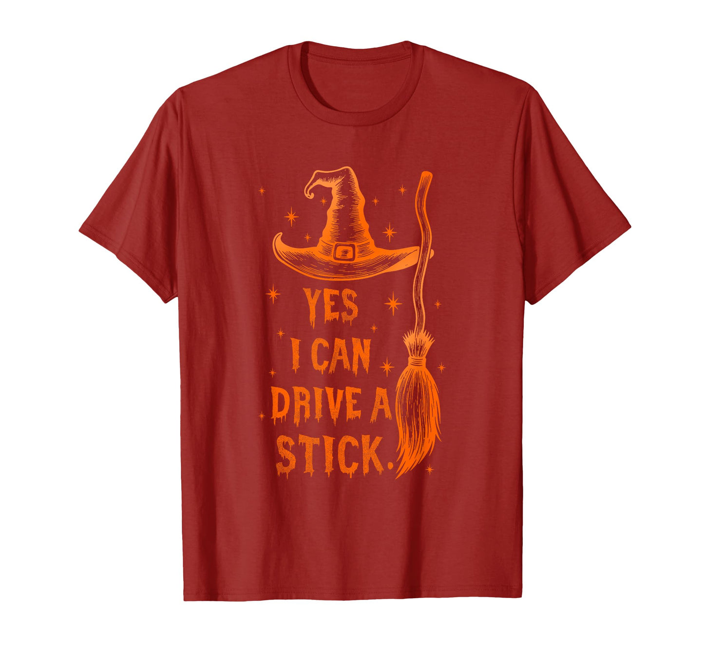 Yes I Can Drive A Stick Funny Halloween Spooky Witch T-Shirt