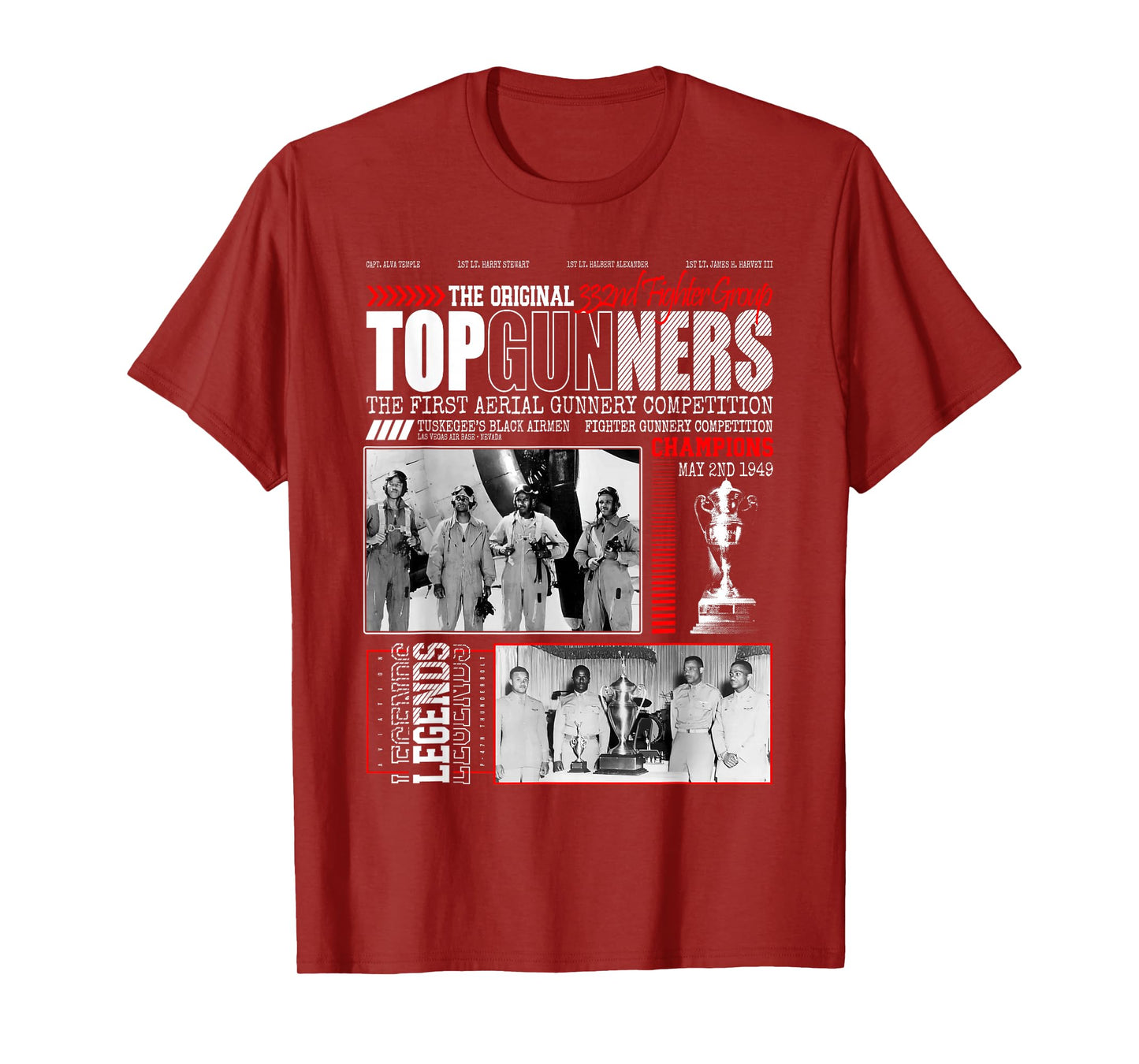 Tuskegee's Top Gunnery 1949 Black Airmen 332nd Fighter Group T-Shirt