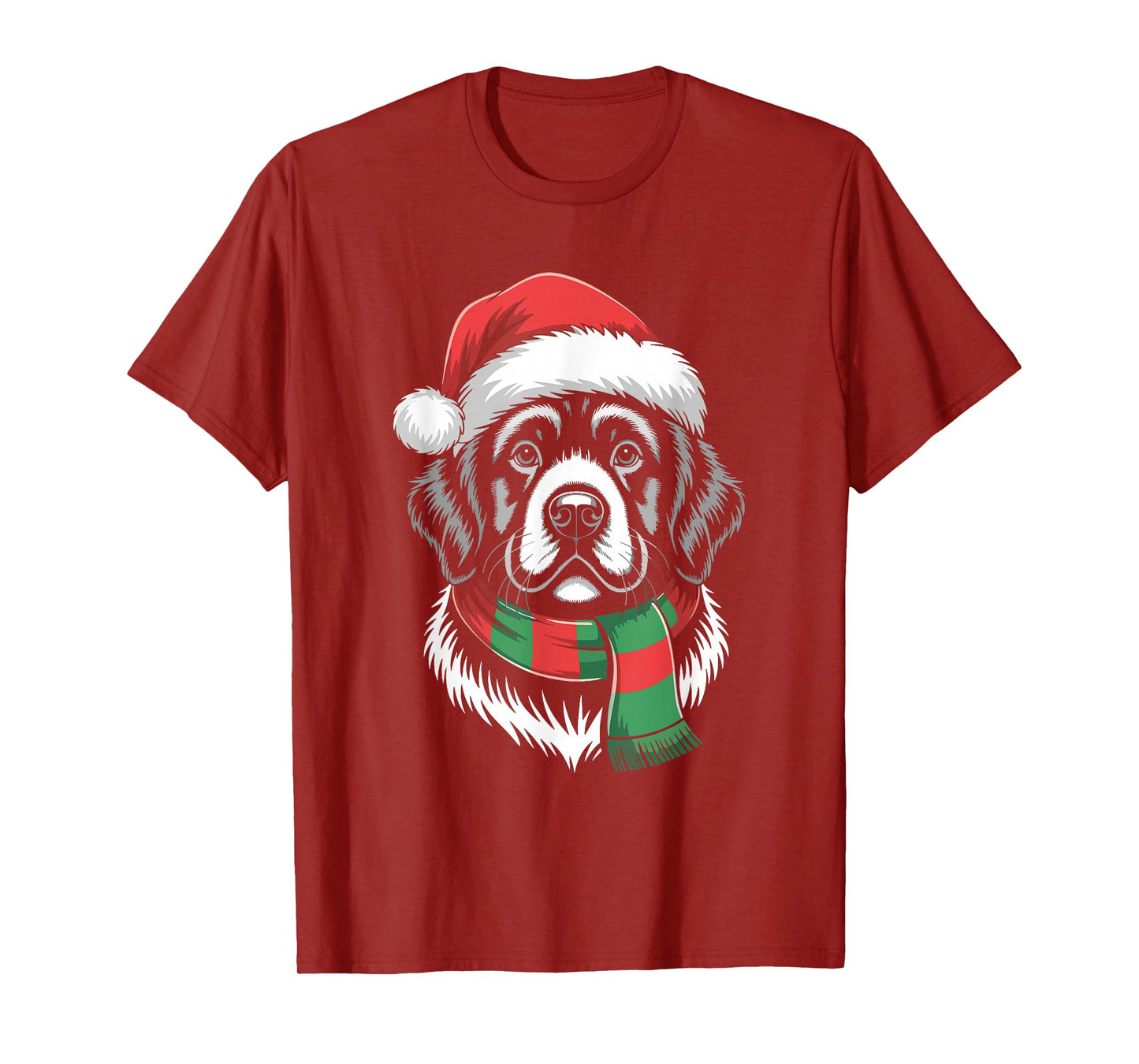 Newfoundland Dog Xmas Santa Hat Scarf Christmas Costume T-Shirt