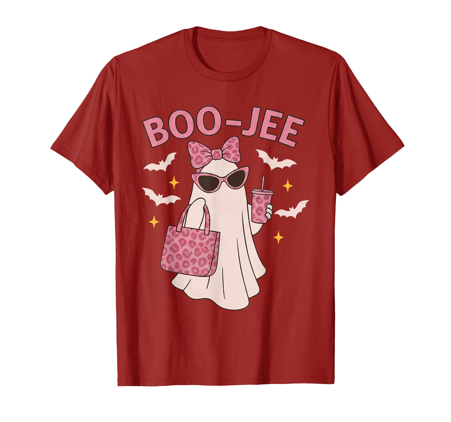 Coquette Leopard Ghost Coffee Boo-JEE Halloween Boujee Ghost T-Shirt