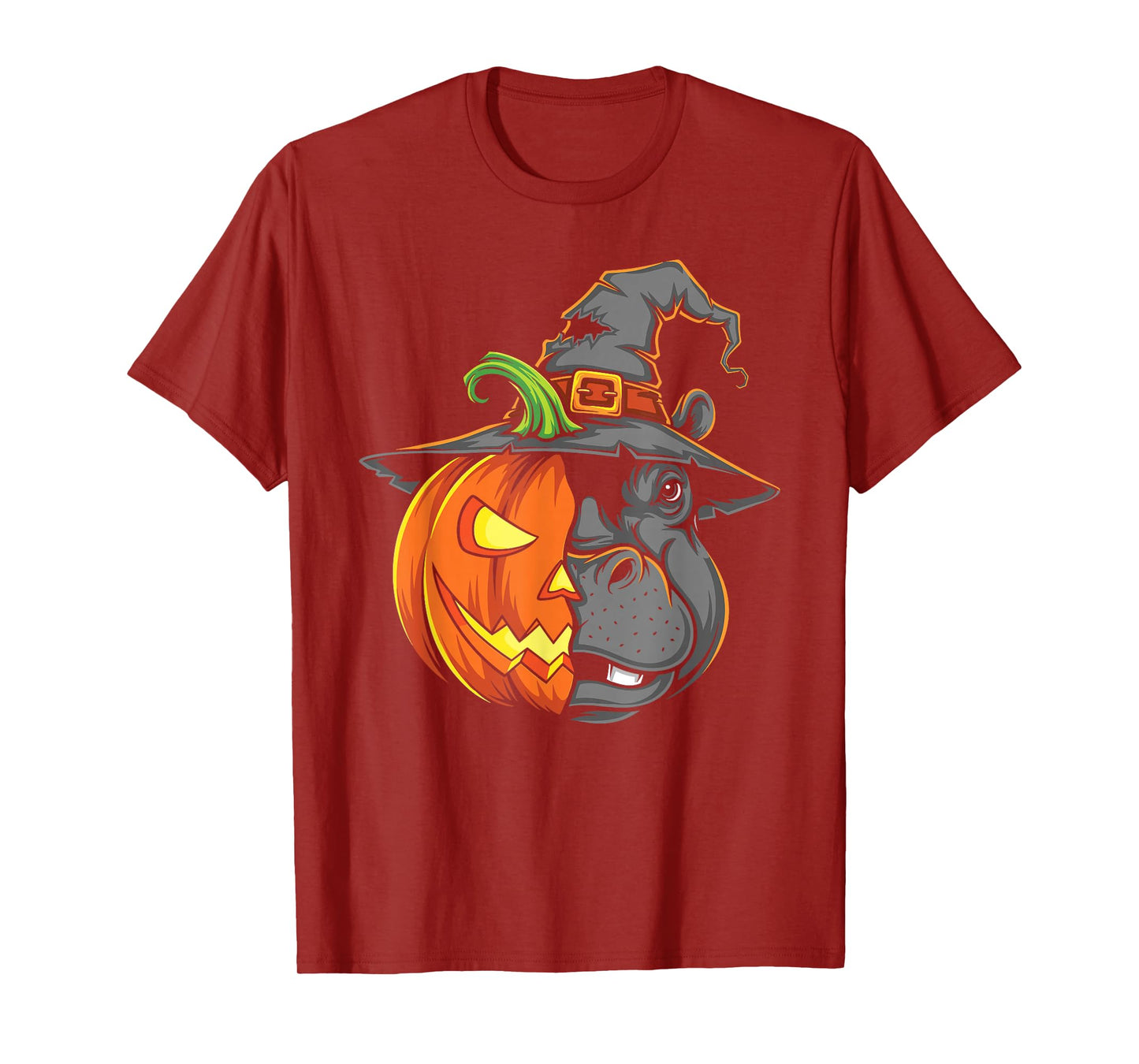Hippo Pumpkin Jack O Lantern Halloween Kids Mens Womens T-Shirt
