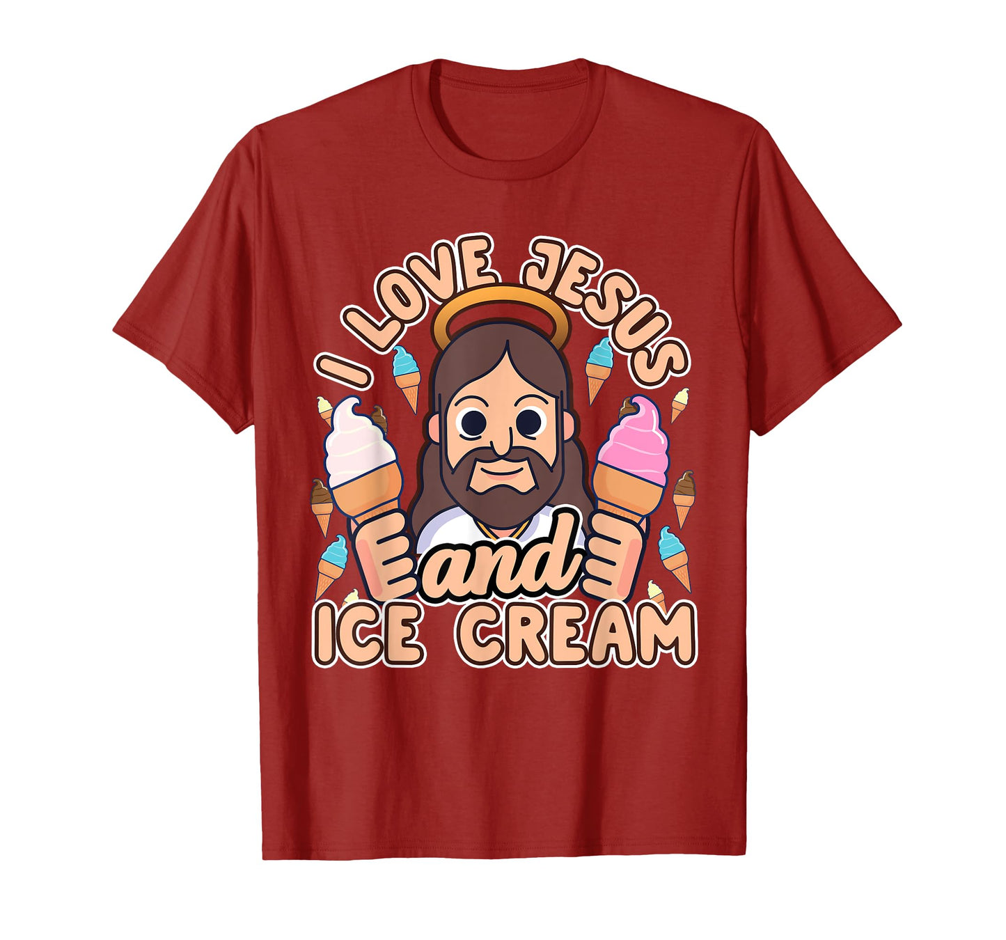 I Love Jesus And Ice Cream Christian Dessert Quote Gift T-Shirt