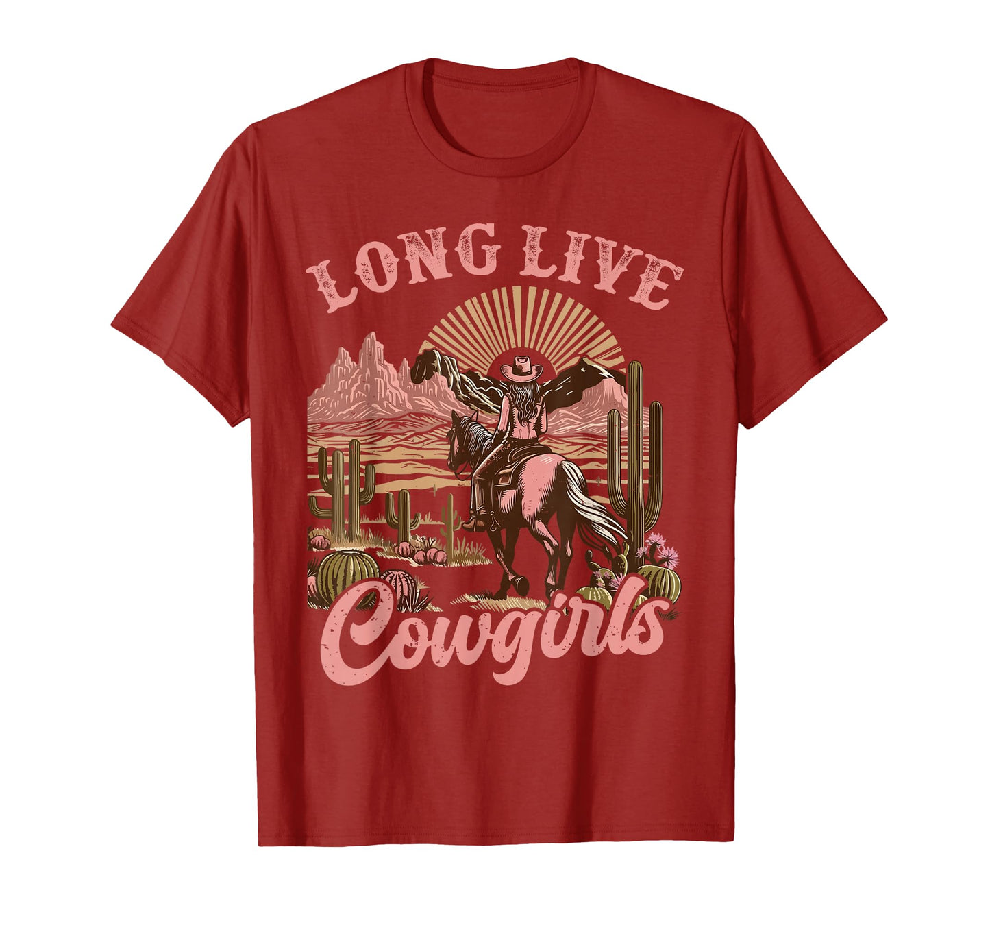 Vintage Western Country Southern Women Girls Gifts Long Live Country Cute Cowgirl Riding Horse Howdy Rodeo T-Shirt