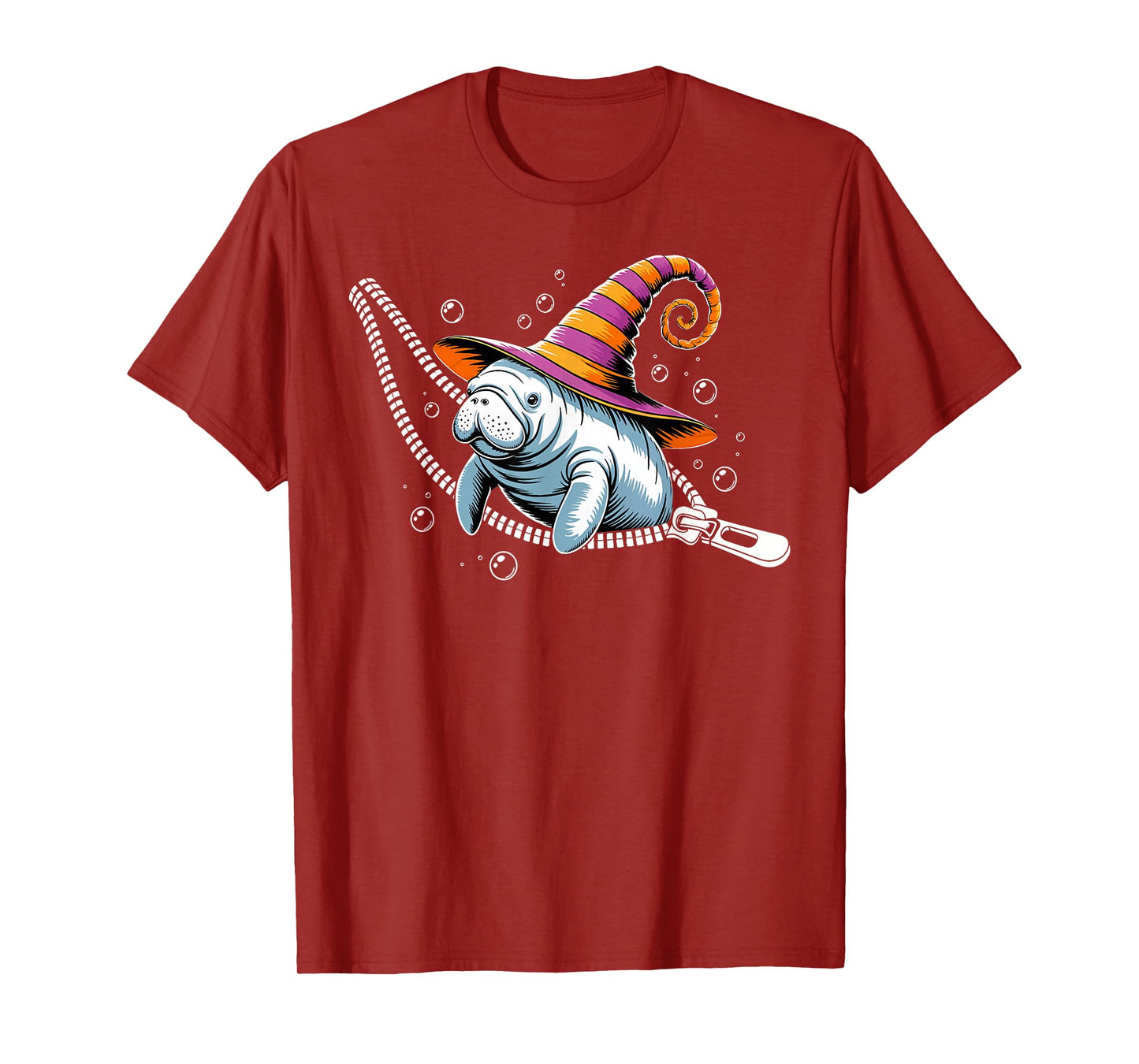 Halloween Manatee Witch Emerging from A Zipper Costume Kids T-Shirt