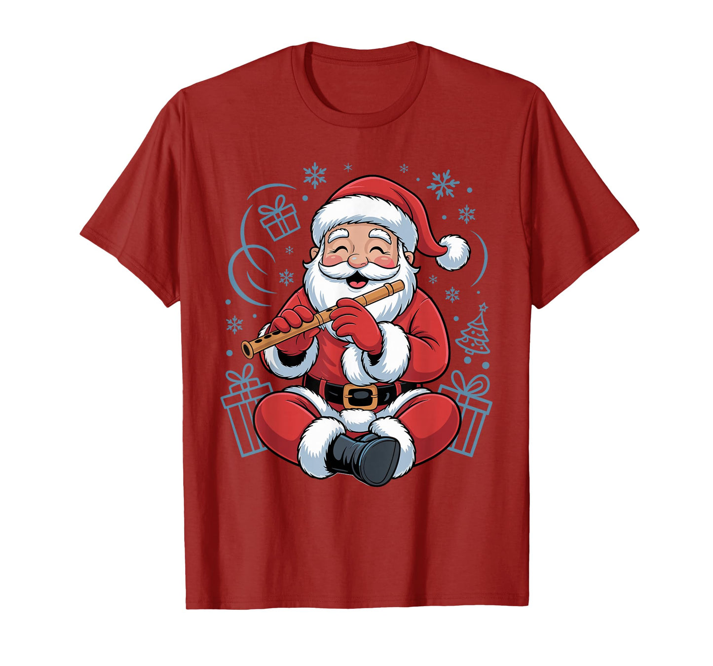 Funny Santa Christmas Design Flute Holiday Xmas Pajama T-Shirt