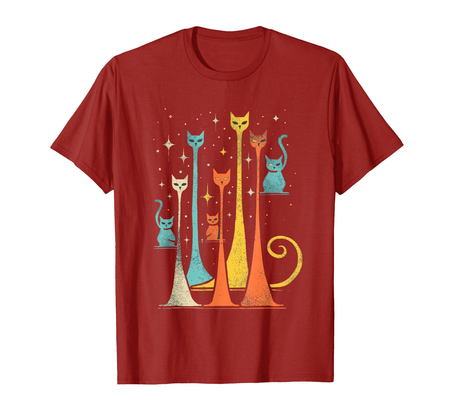 Cute Cat Gang Vintage Shirt 50s Retro Space Cat Print T-Shirt