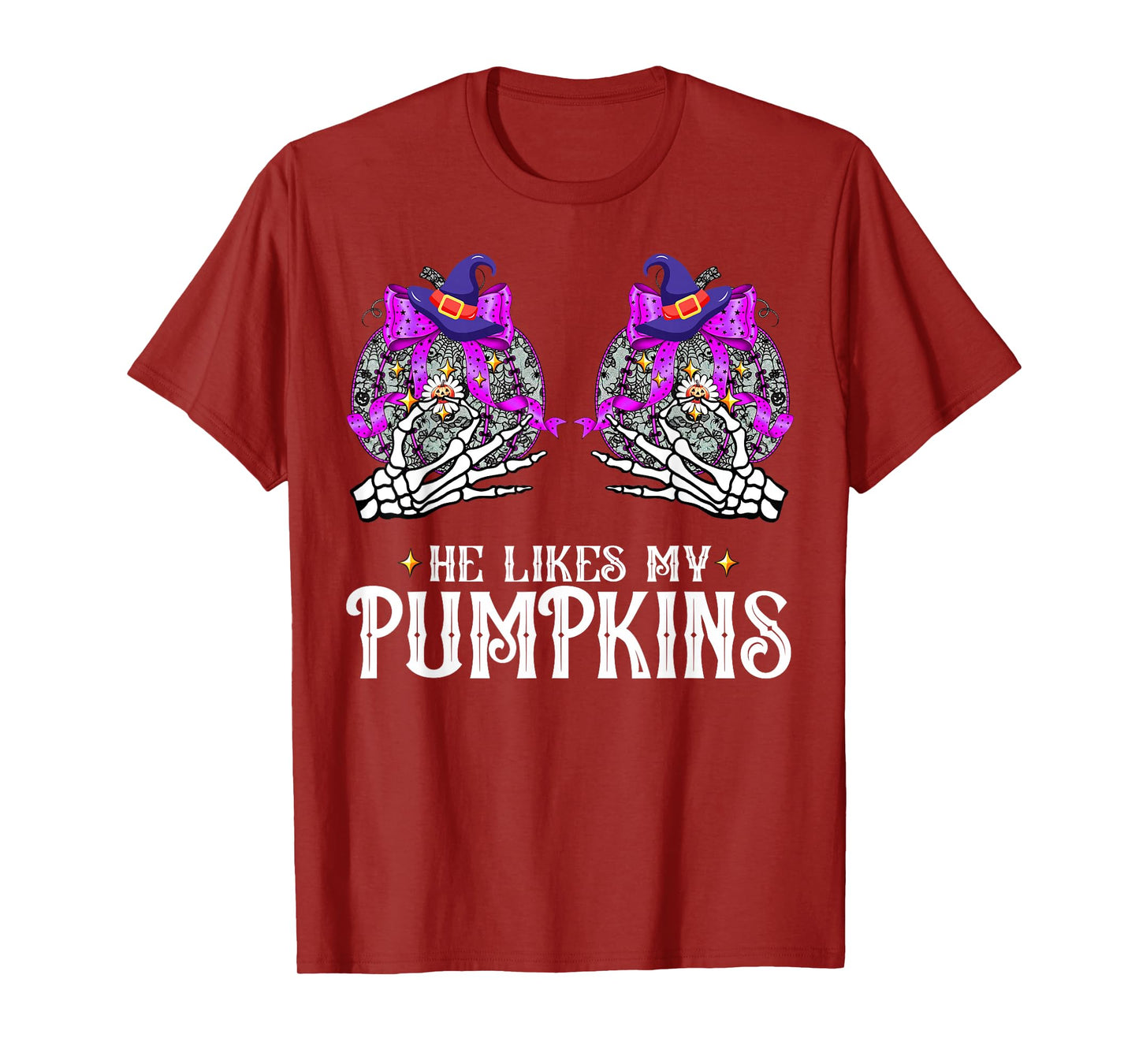 He Likes My Pumpkins I Like His Broomstick Halloween Couples T-Shirt