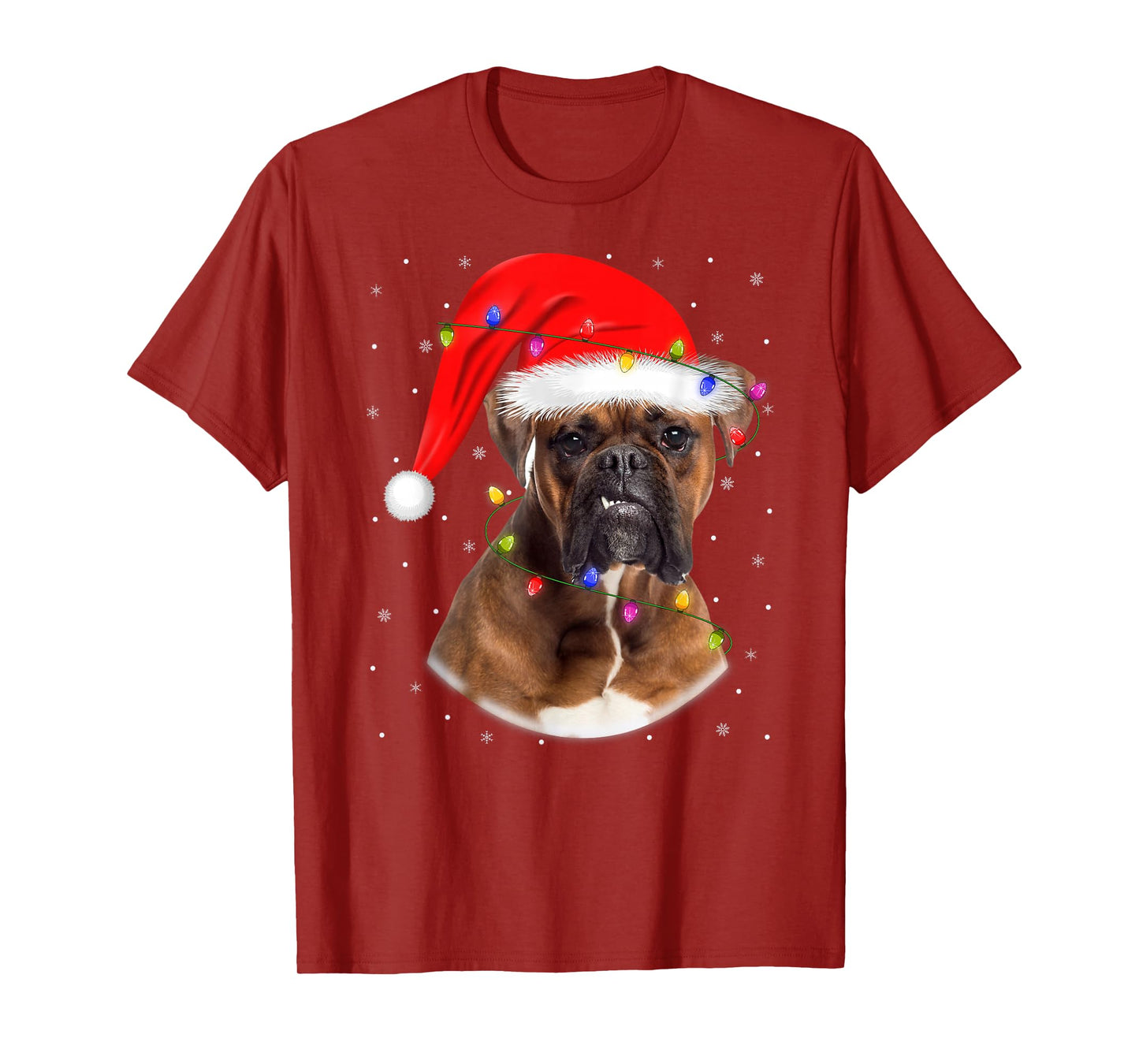 Boxer Dog Christmas Pajamas Xmas Lights Holiday Santa T-Shirt