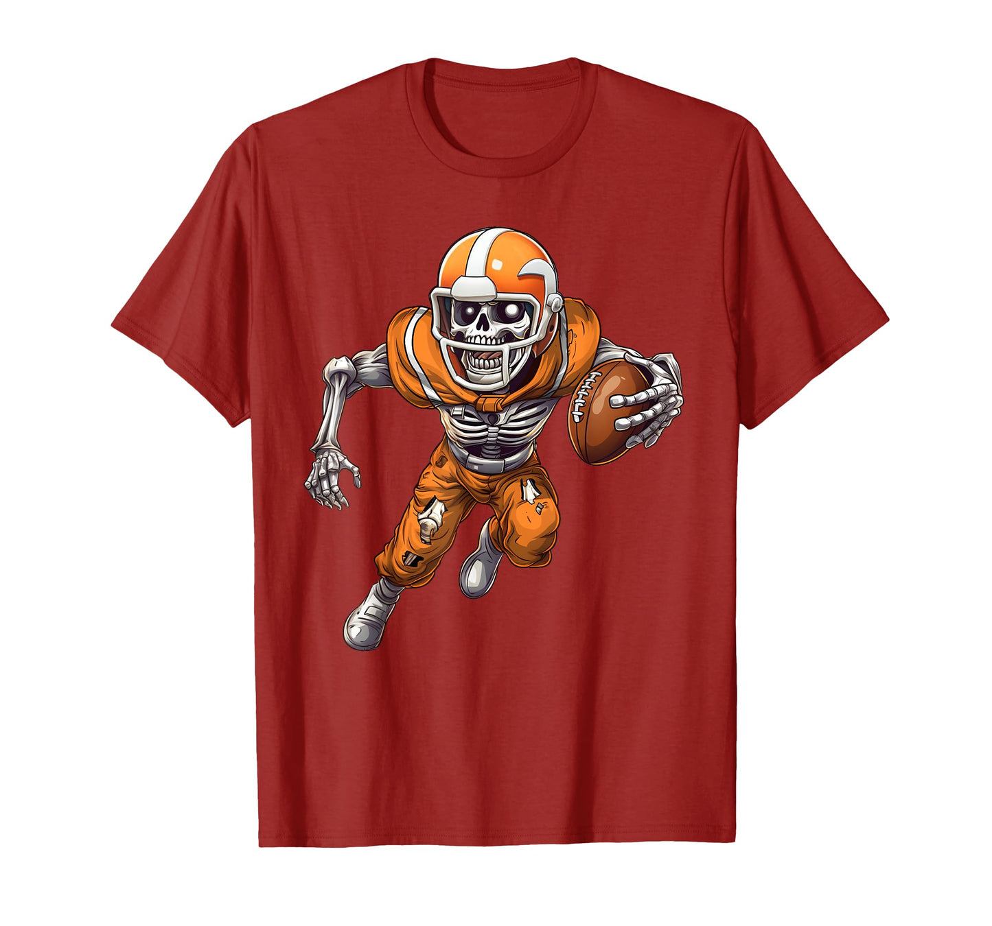 Funny Halloween Shirts Men Boys Skeleton Playing Football T-Shirt