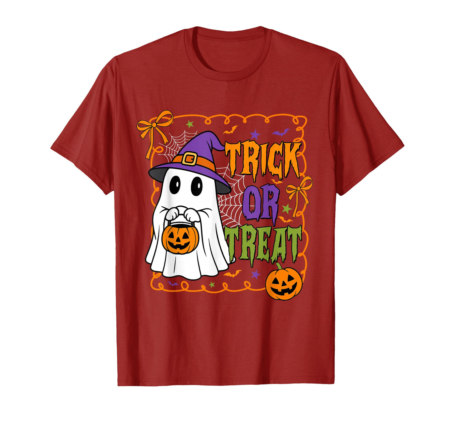 Trick Or Treat Happy Halloween Pumpkin Ghost Boy Girl Kids T-Shirt