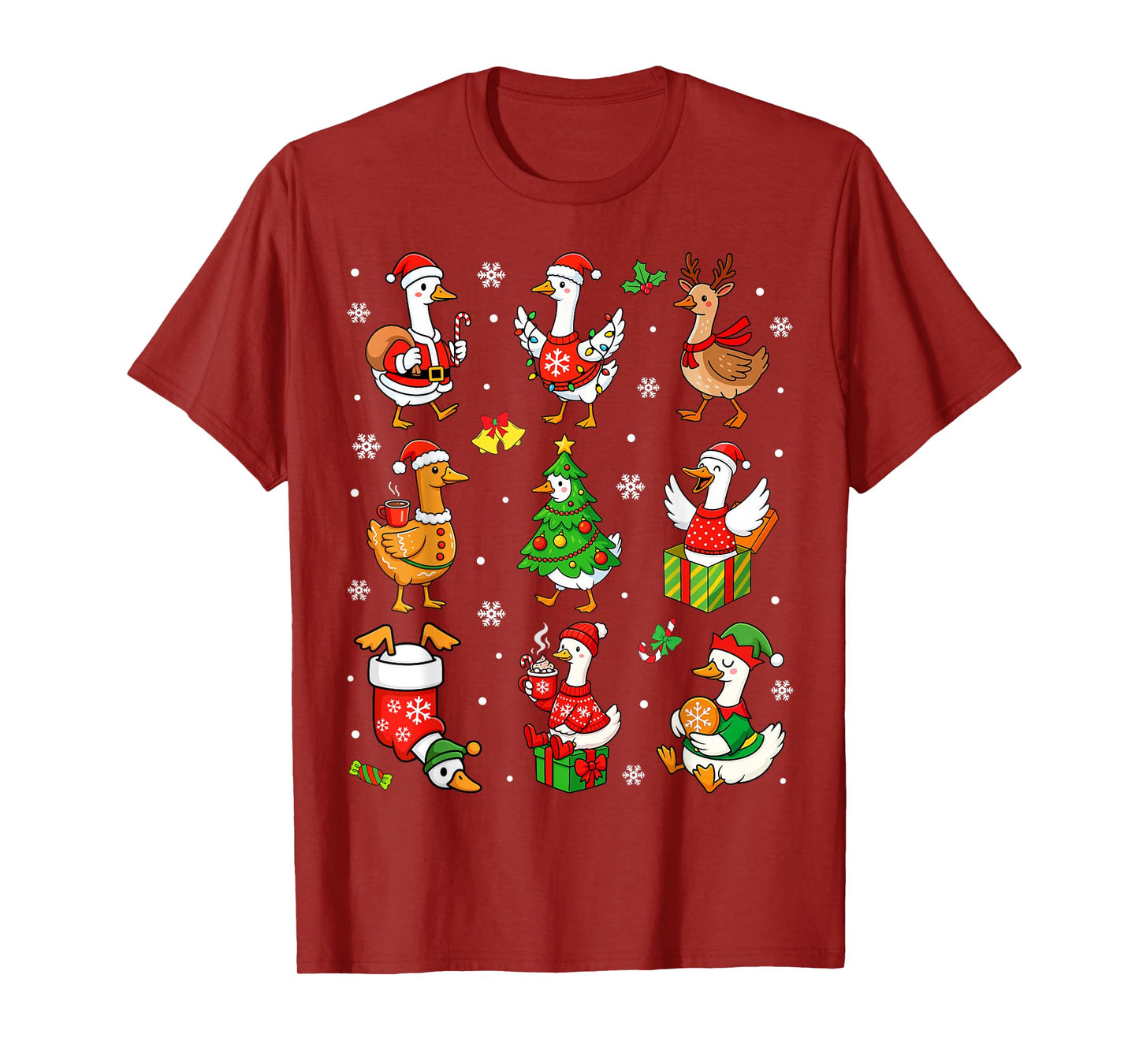 Cute Silly Goose Santa Christmas Merry Goosemas Xmas Kids T-Shirt