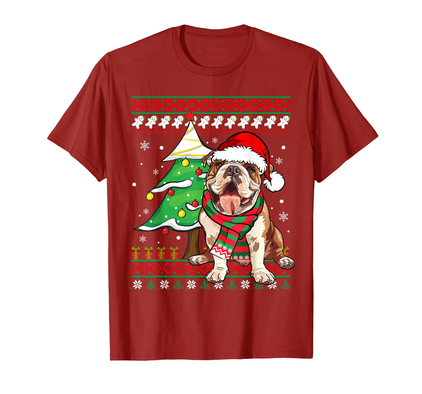 Funny Bulldog Christmas Santa Ugly Sweater Bulldog Lover T-Shirt