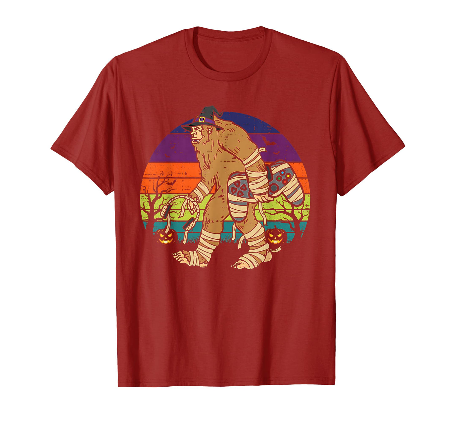 Bigfoot Gamer Halloween Funny Sasquatch Gaming Mummy T-Shirt
