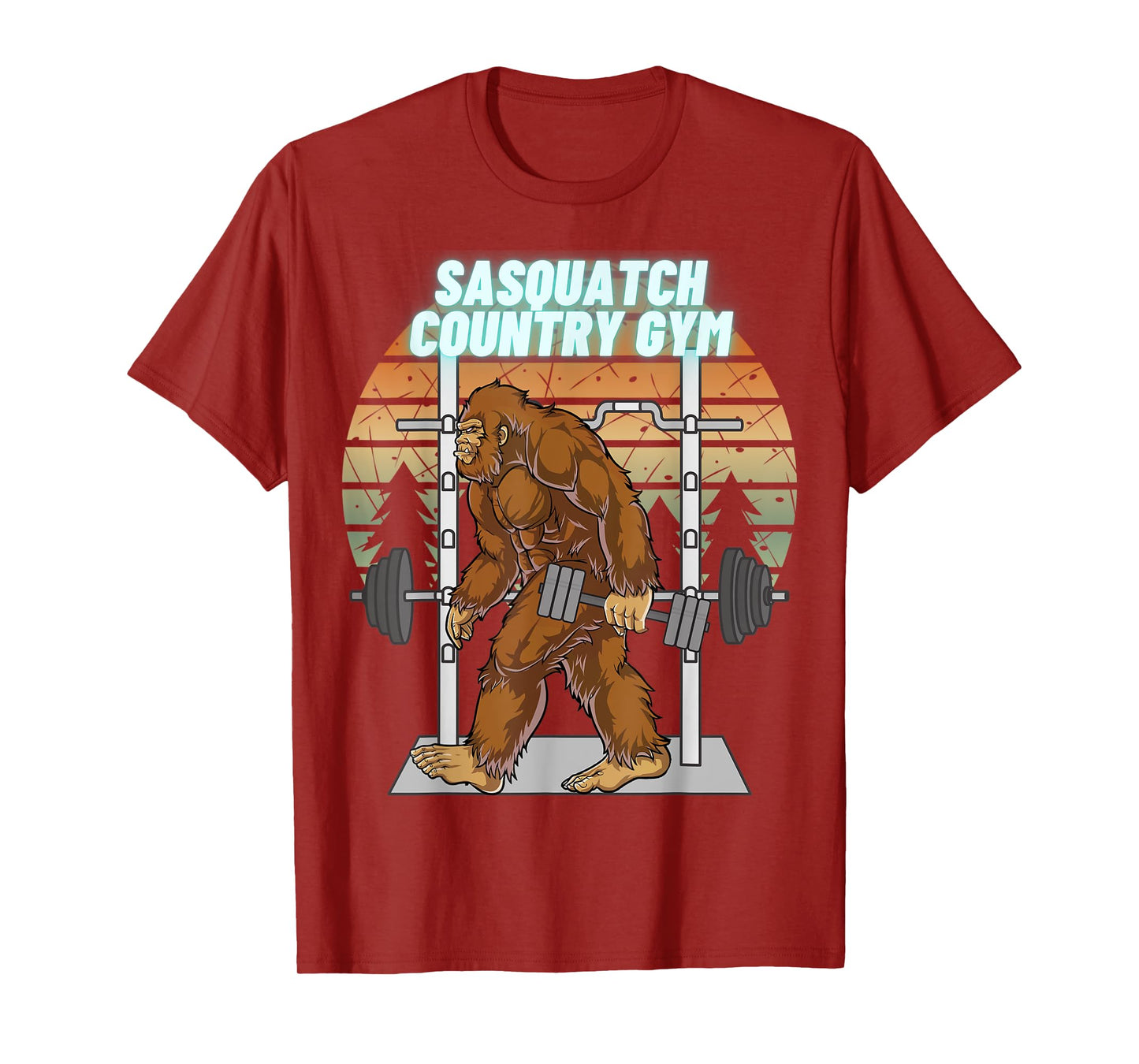 Gym Bodybuilder Country Vintage Weights Sasquatch Bigfoot T-Shirt