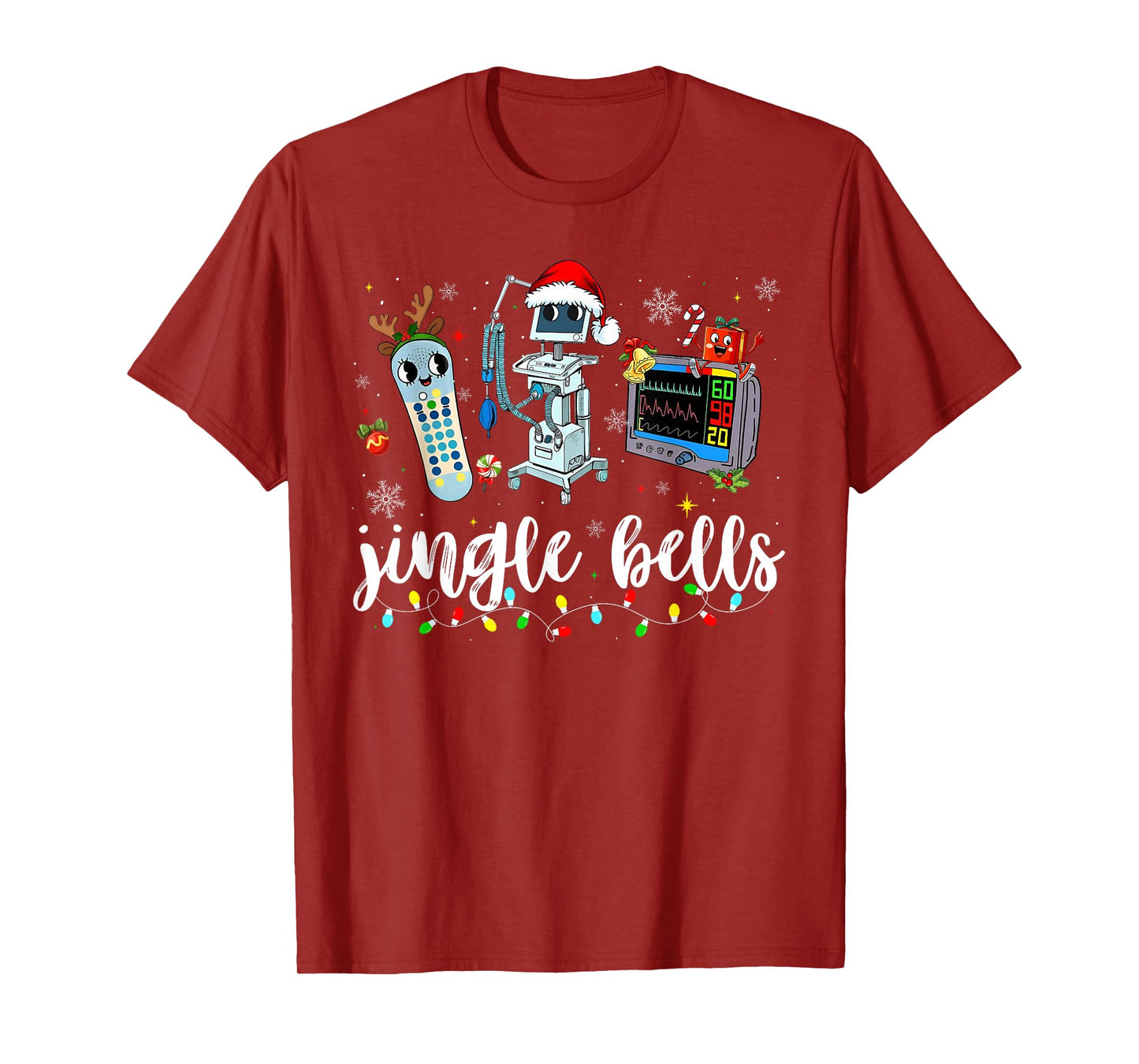 Christmas ER Nurse Jingle Bells Xmas Lights Holiday Pajamas T-Shirt