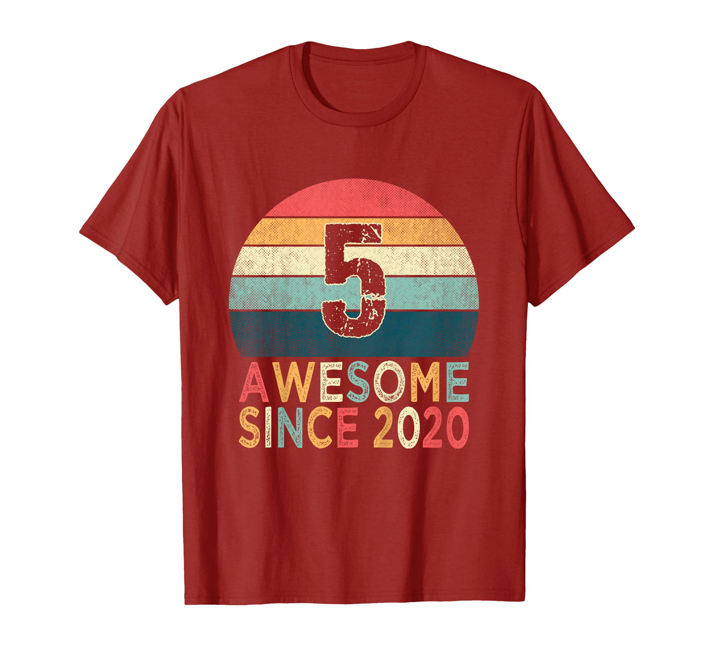 Kids 5th Birthday Vintage Retro 5 Years Old Awesome Since 2020 T-Shirt