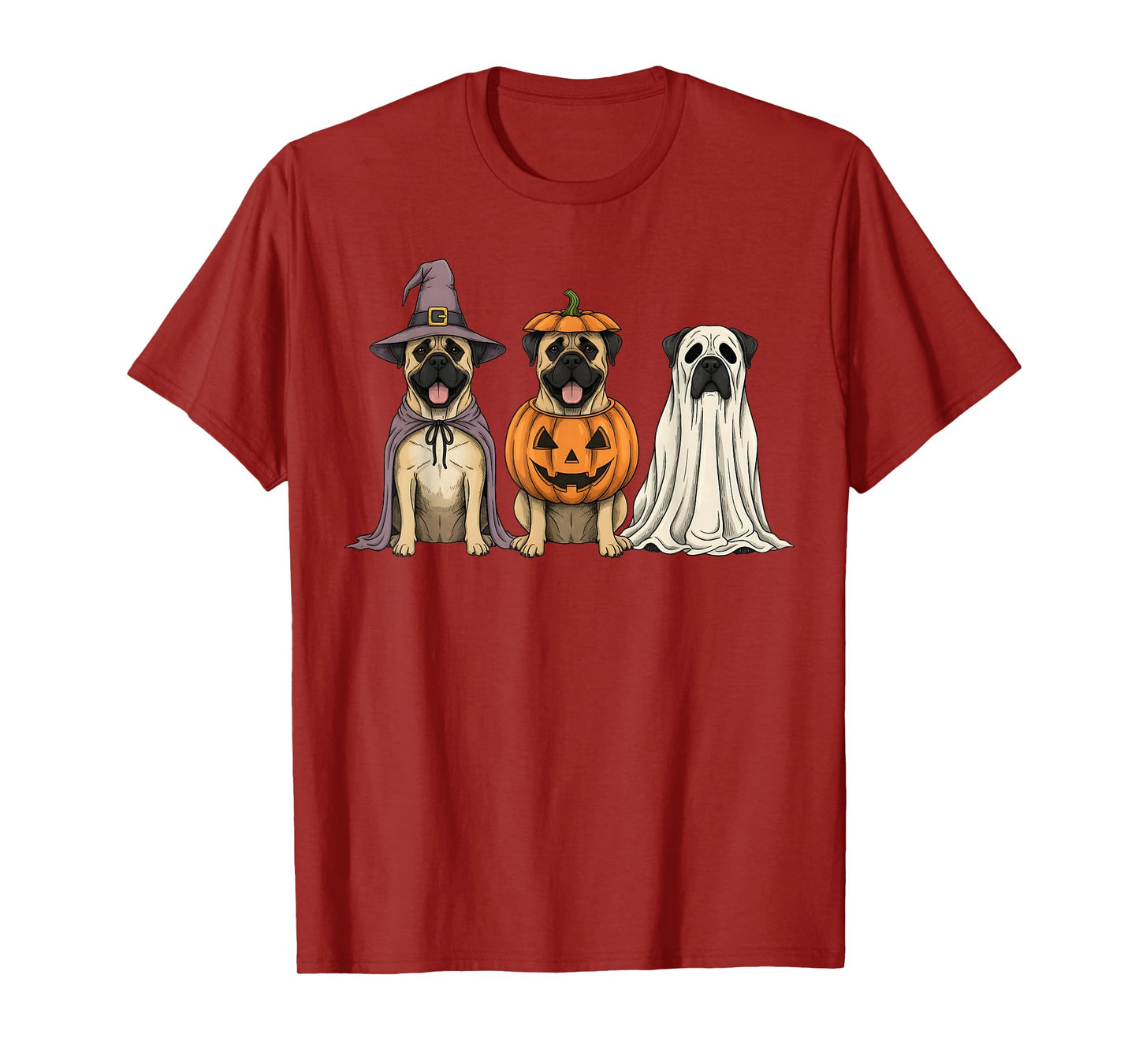 Spooky Ghost Bullmastiff Pumpkin Halloween Dog Lover T-Shirt