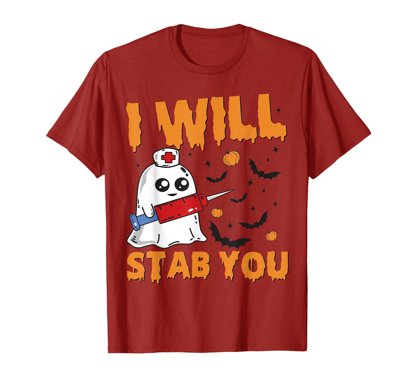 I Will Stab You Ghost Nurse Retro Funny Halloween for Nurses T-Shirt