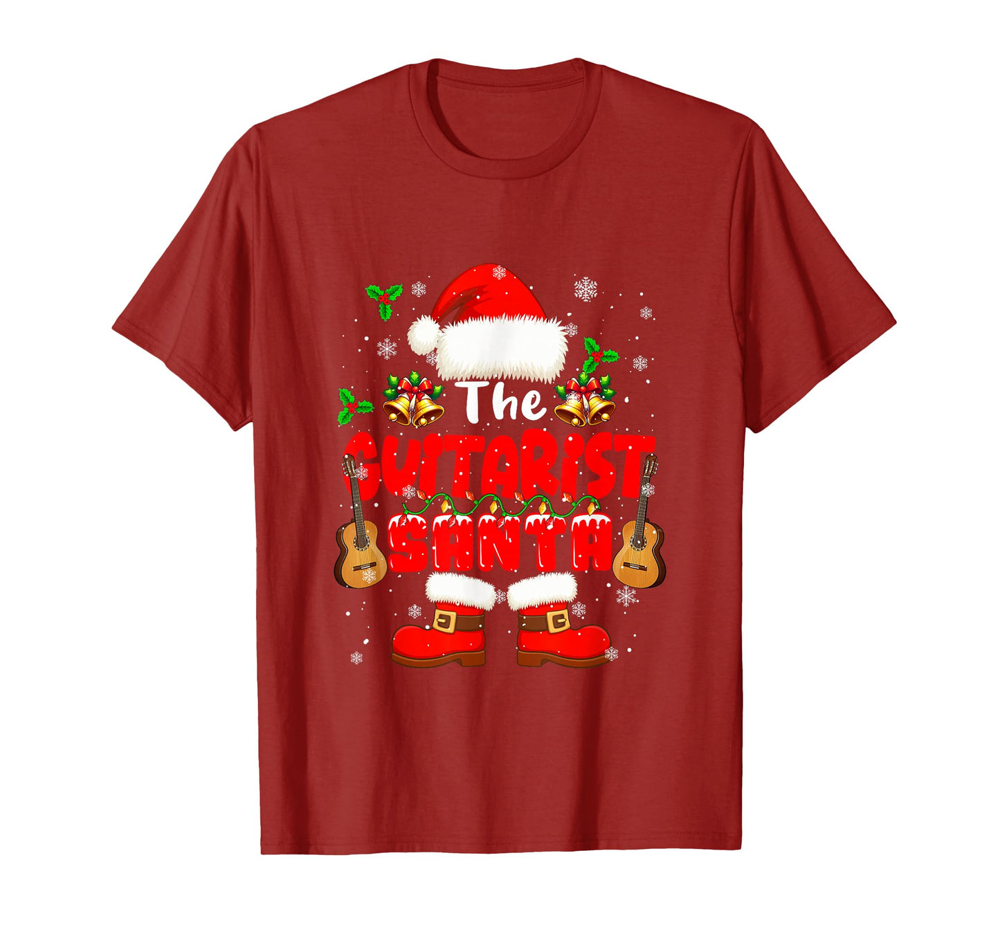 The Guitarist Santa Christmas Colorful Costume Job Team T-Shirt