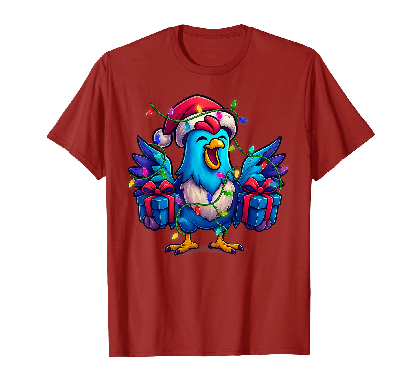 Cute Colorful Chicken Design Christmas Tee for Women Girls T-Shirt