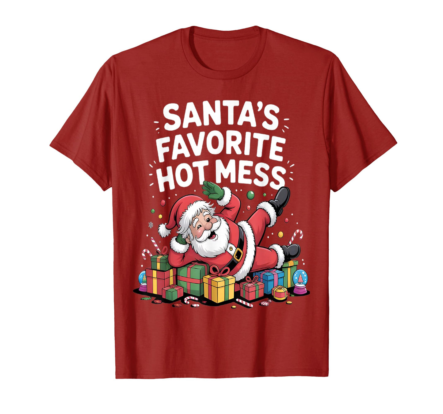 Santa's Favorite Hot Mess Christmas Funny Margarita T-Shirt