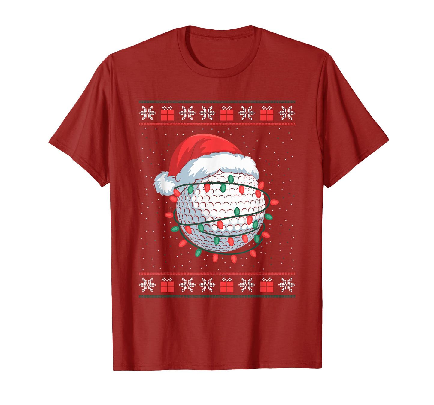 Golf Ball Santa Hat Ugly Christmas Sweater Golfer Golfing T-Shirt