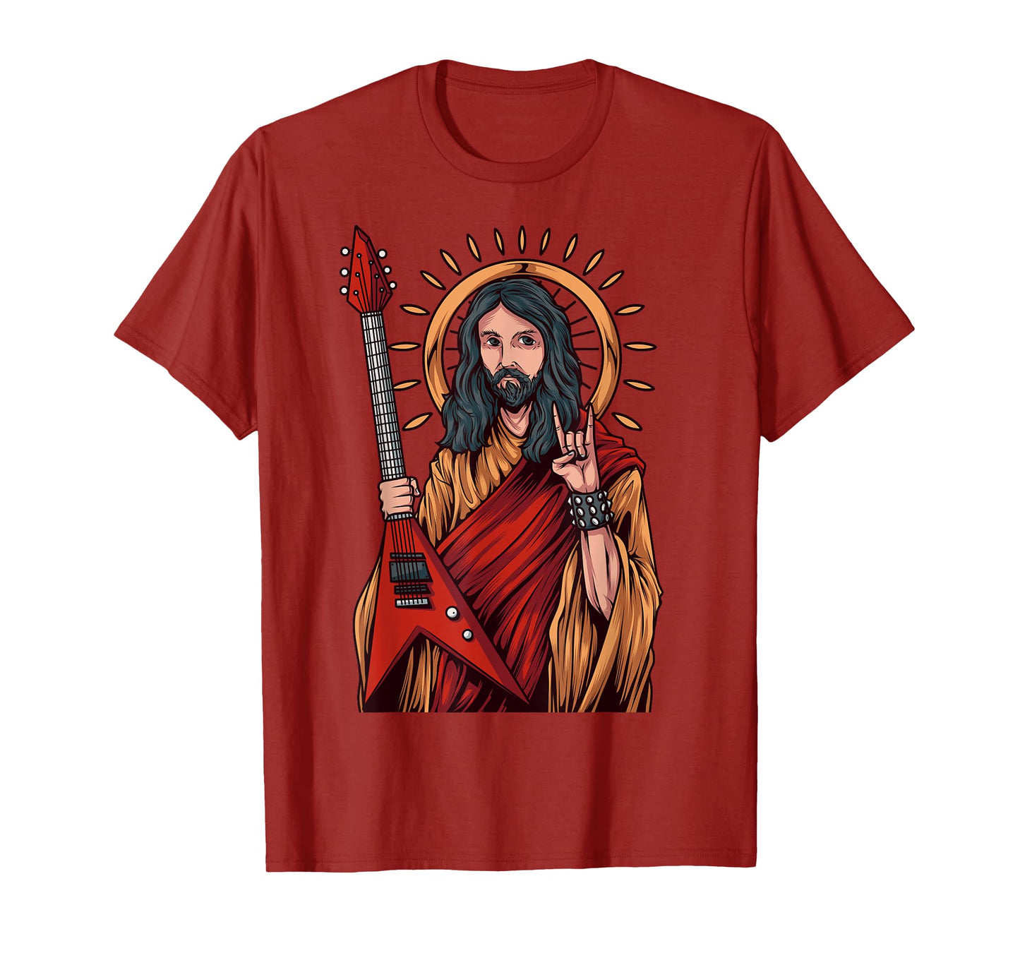 Jesus Playing Heavy Metal Guitar T-Shirt