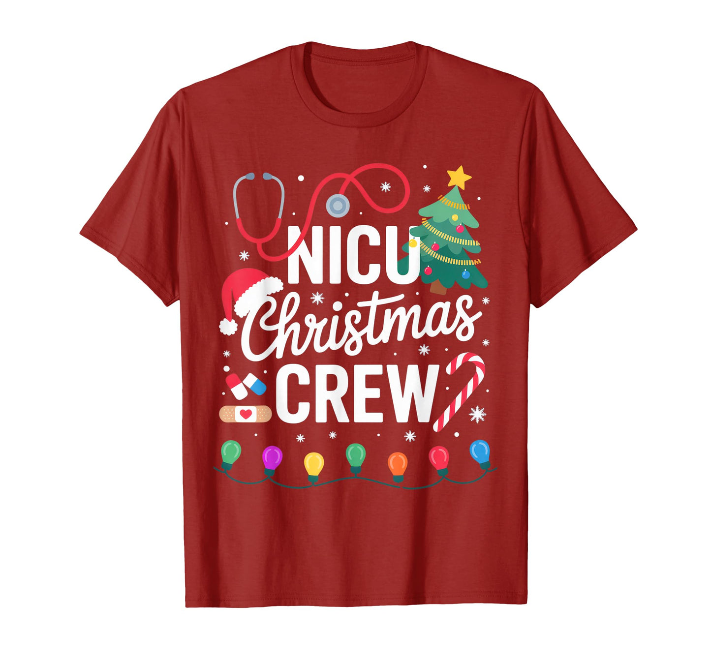 NICU Christmas Crew Nurse Doctor Holiday Lights T-Shirt T-Shirt