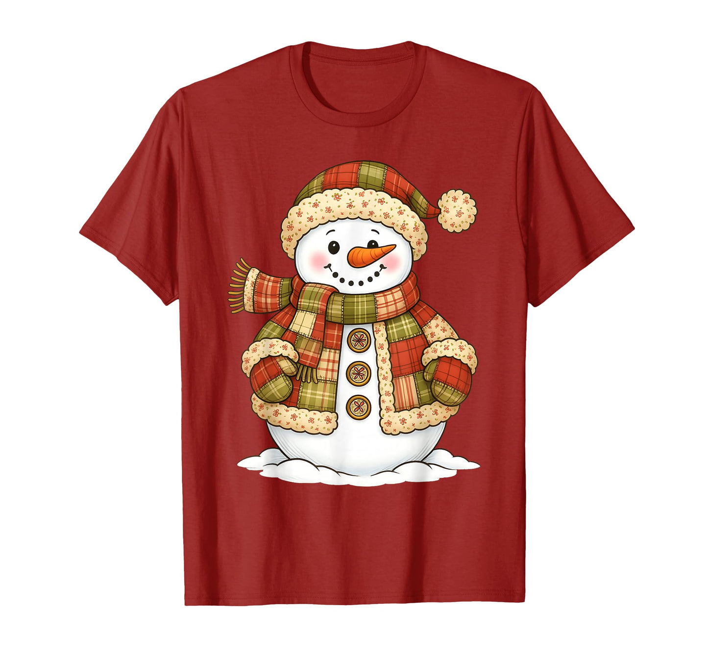 Patchwork Snowman Retro Funny Snowman Holiday Christmas Xmas T-Shirt