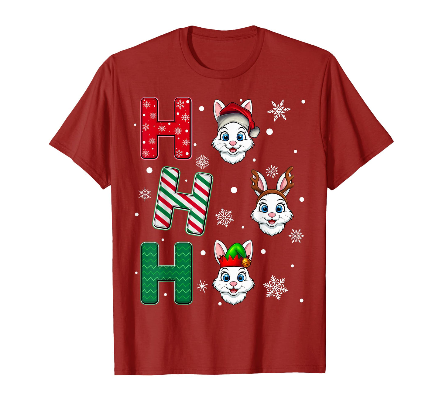 Ho Ho Ho Bunny Animal Matching Santa Elf Xmas T-Shirt