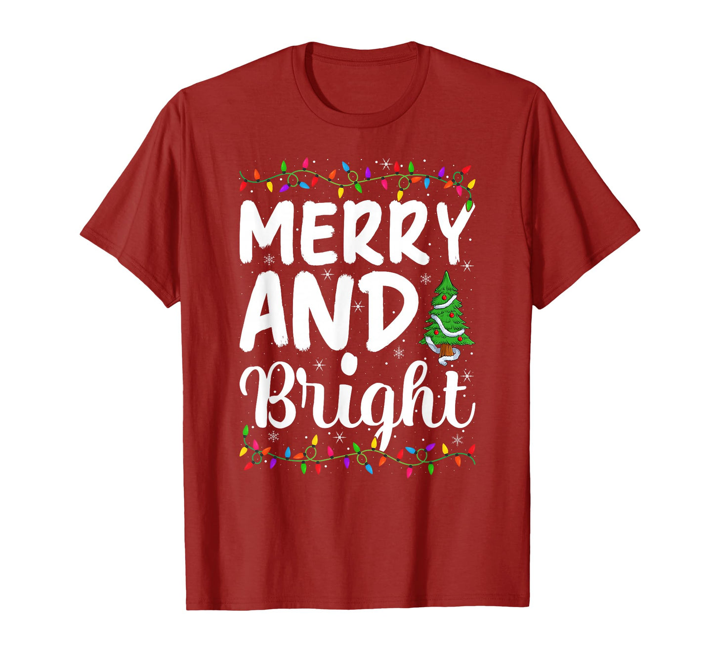 Merry and Bright Xmas Lights Decor Holiday Christmas Pajamas T-Shirt