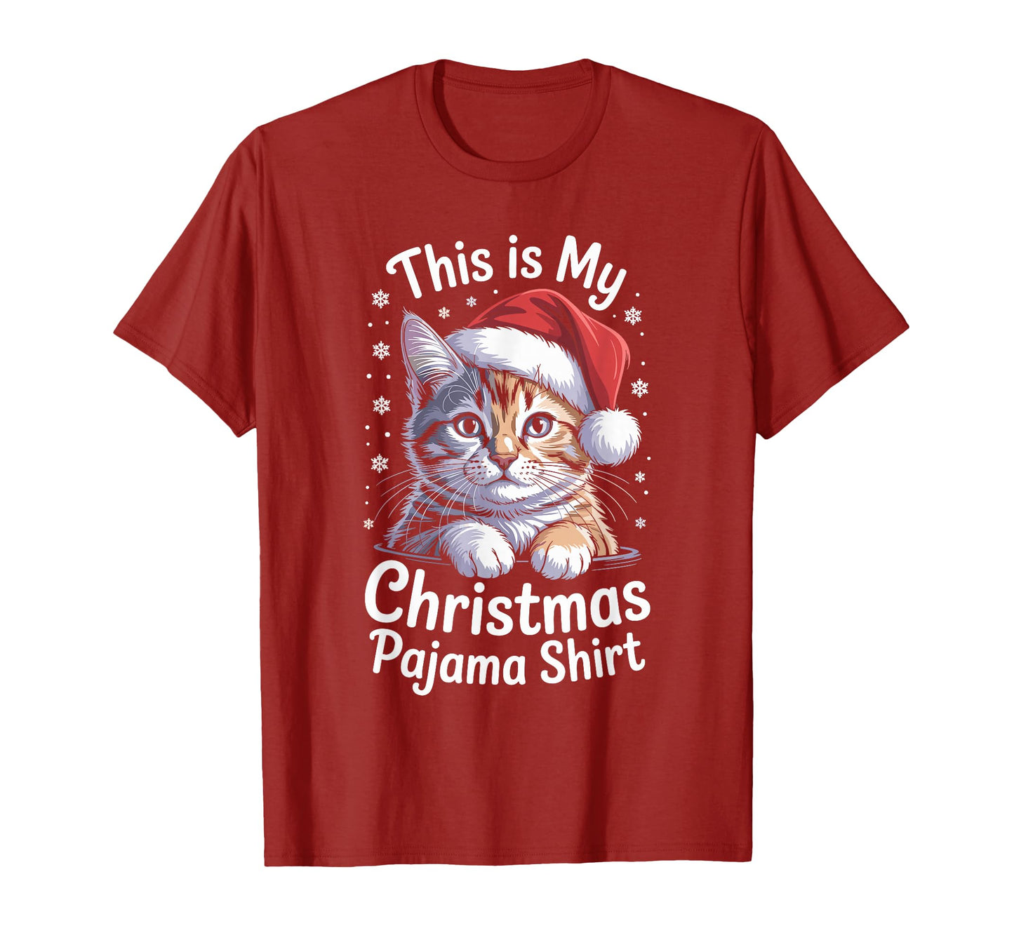 Cute Cat Santa Hat Christmas Xmas Kitten for Men Women T-Shirt
