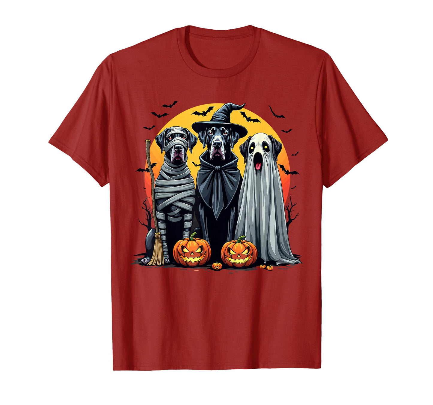 Great Dane Halloween Costume Mummy Witch Ghost T-Shirt