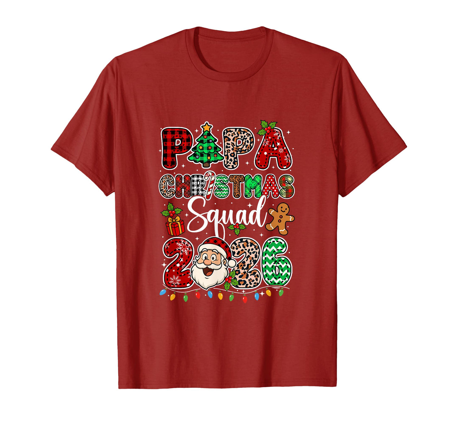 Papa Christmas Crew 2026 Leopard Funny Santa Family Group T-Shirt