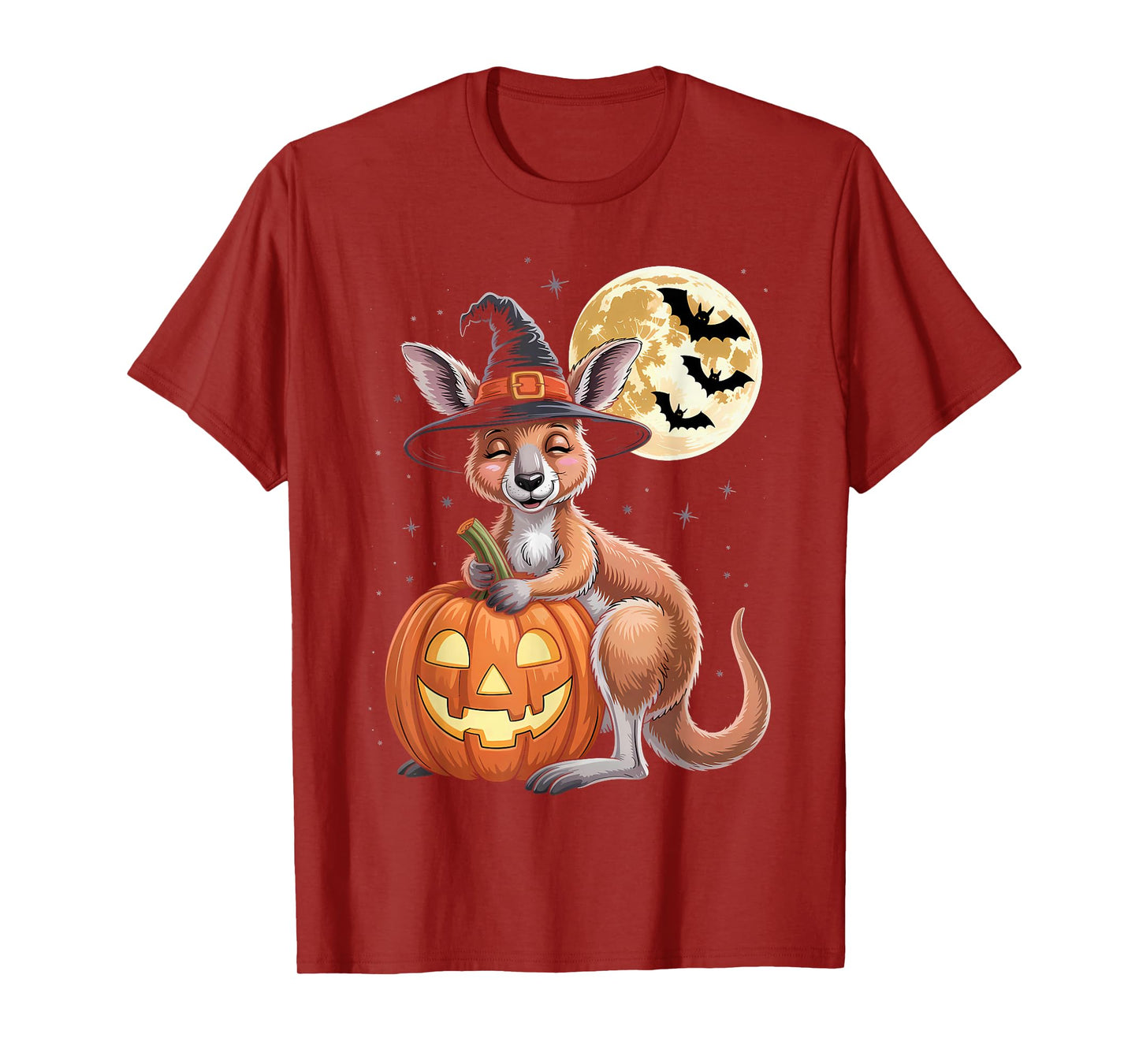 Halloween Kangaroo Witch Hat Pumpkin Spooky T-Shirt