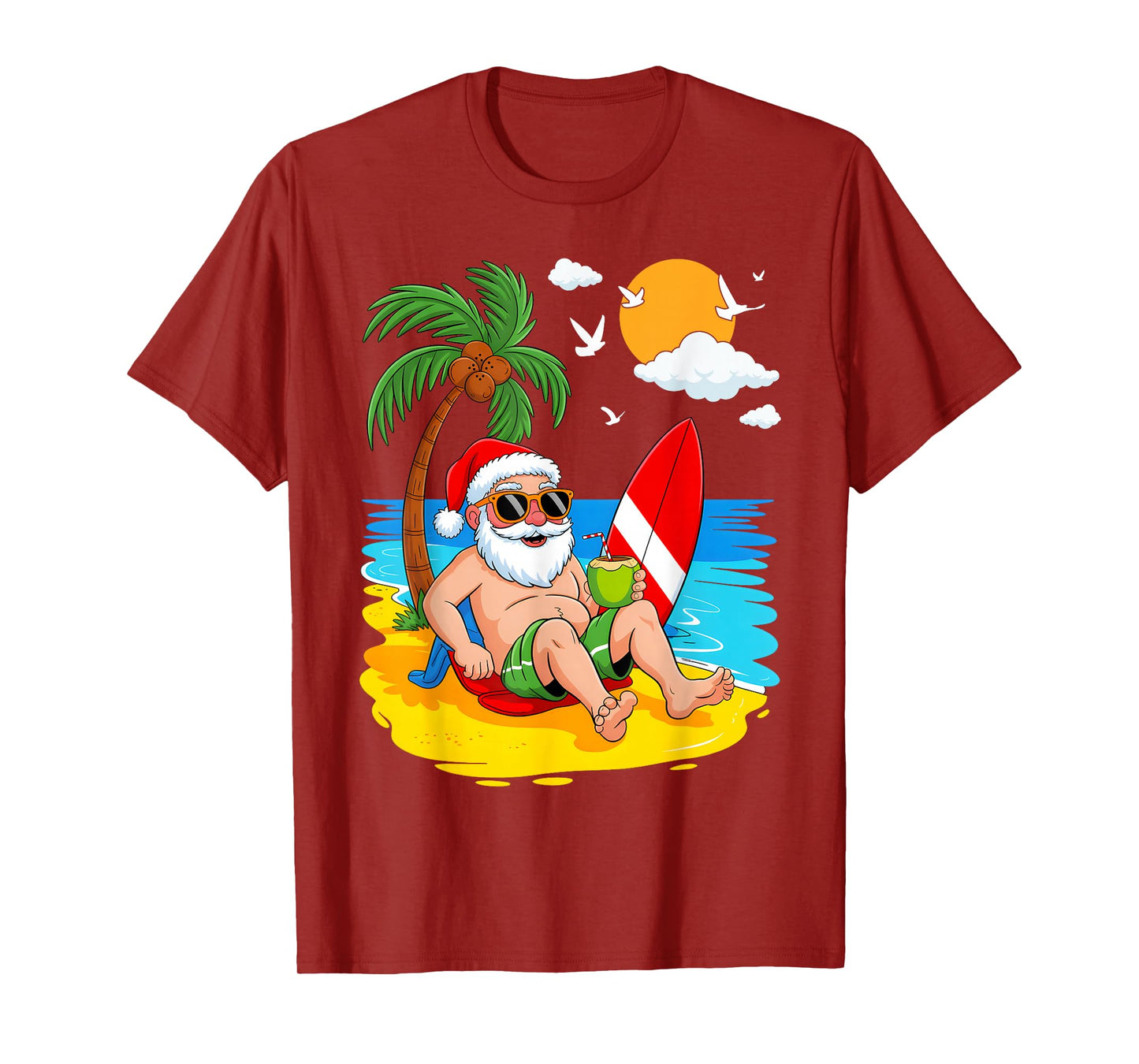 Christmas Santa Beach Xmas Tropical Hawaii Men Women Kids T-Shirt
