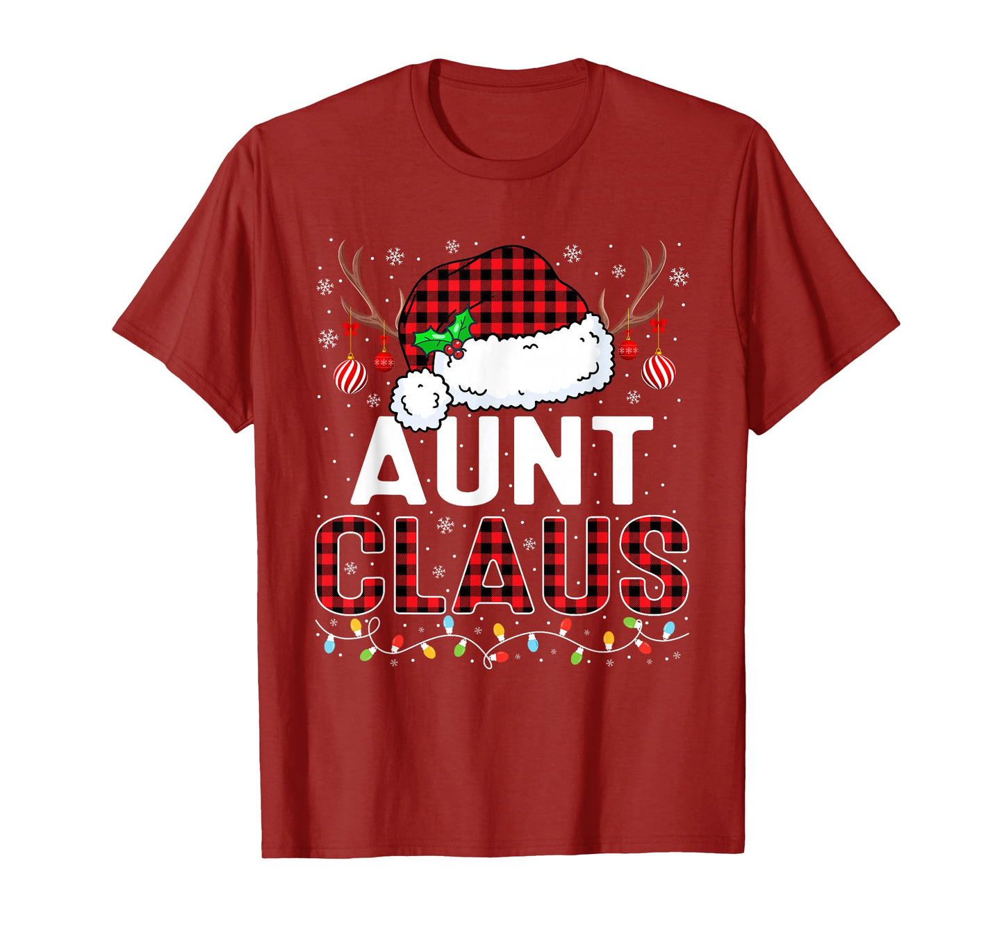 Christmas Lights Aunt Claus Family Matching Xmas Pajama T-Shirt