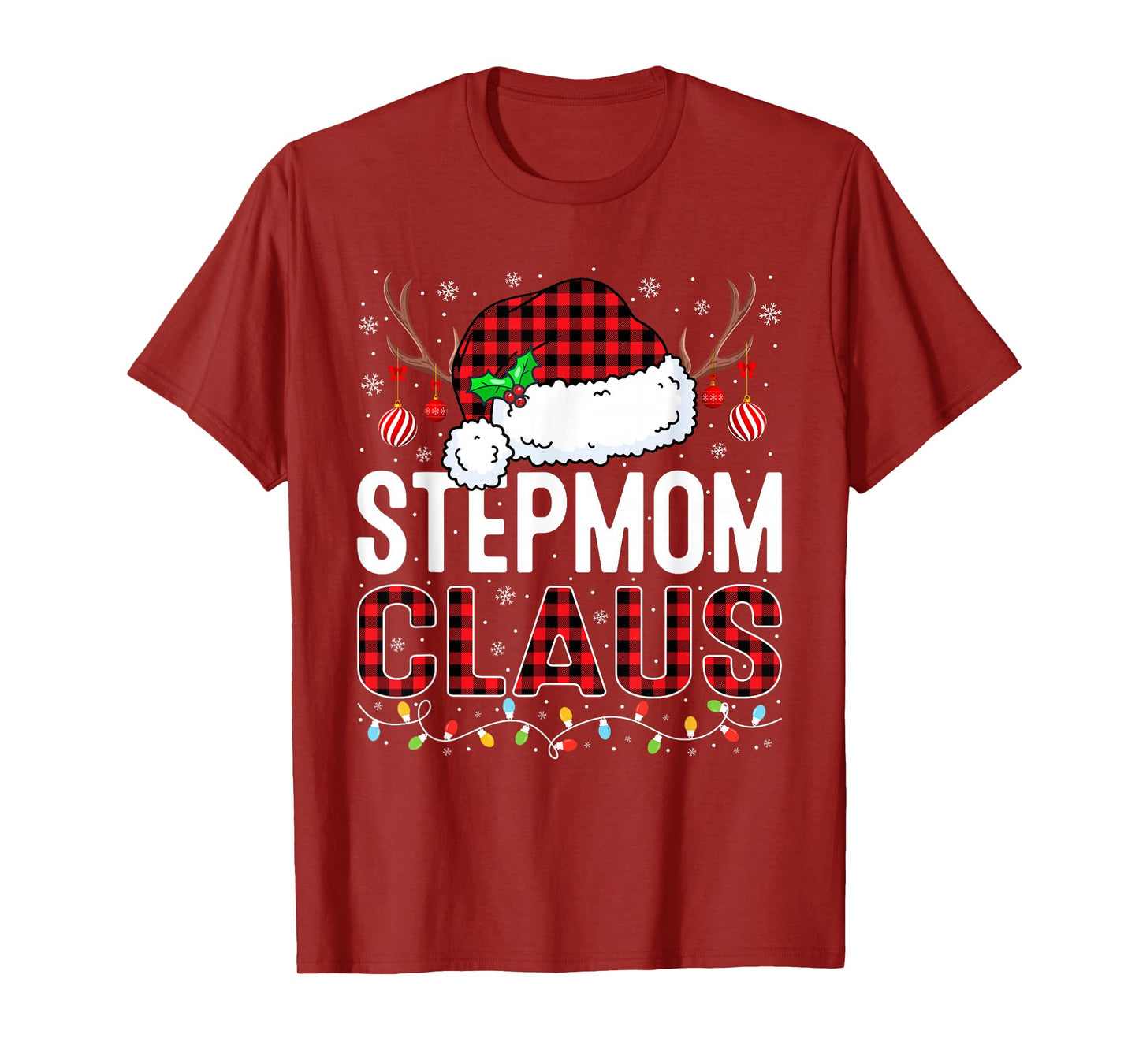 Christmas Lights Stepmom Claus Family Matching Xmas Pajama T-Shirt
