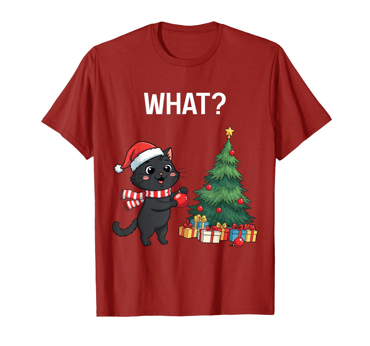 Funny Cat What Christmas Cute Ugly Christmas T-Shirt