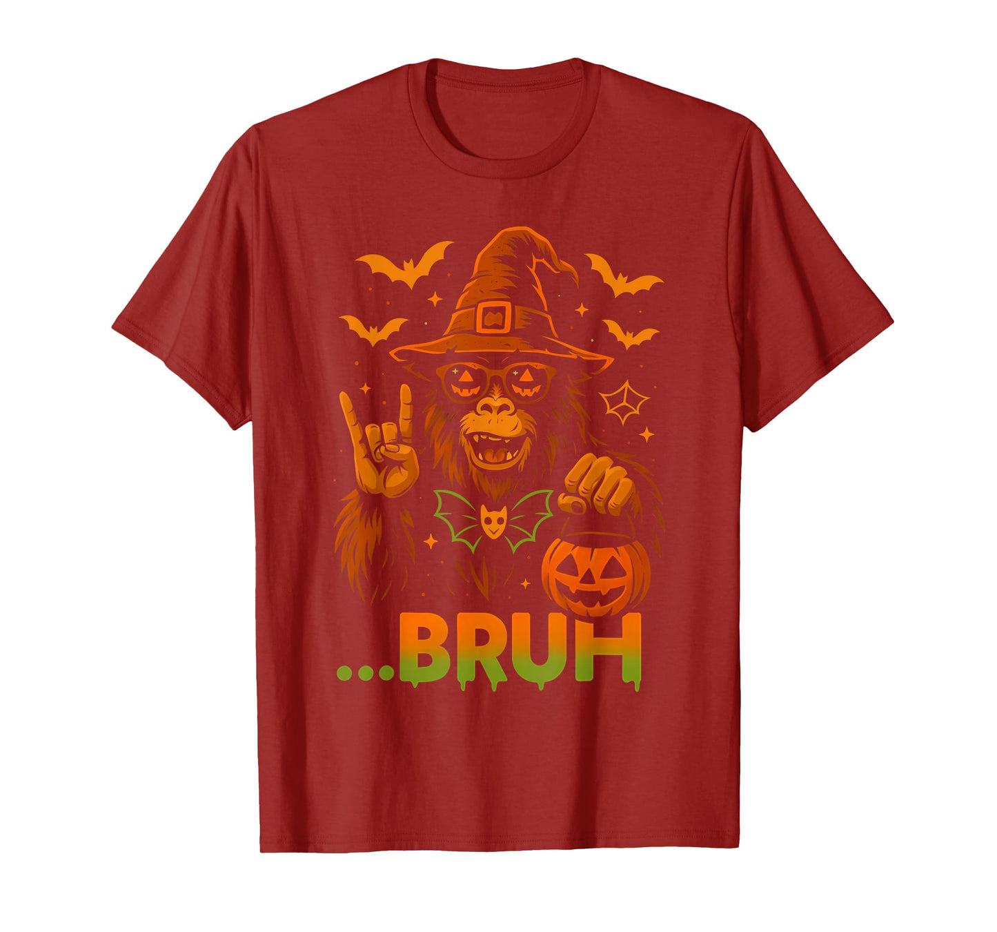 Funny Witch Sasquatch Rock On Bruh Meme Halloween Costume T-Shirt